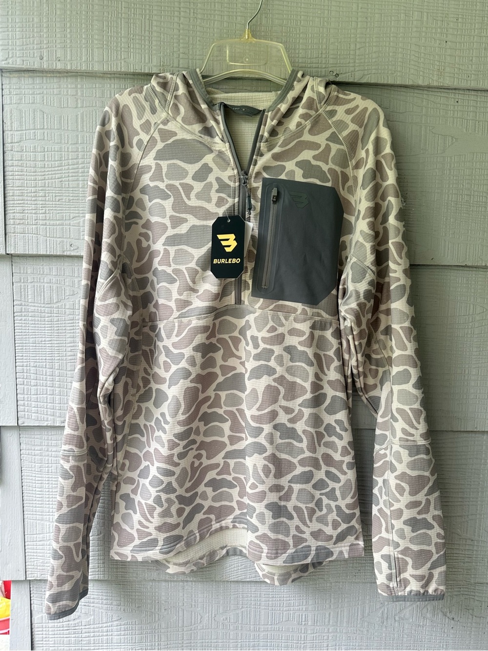 BURLEBO Blaze Tech Quarter Zip Hoodie in Classic Deer Camo NWT~M